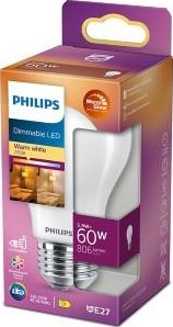 Philips led lamp mat - 60 w - e27 - dimbaar warmwit licht