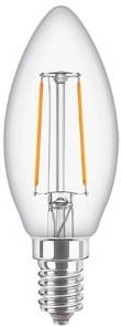 Philips led kaars e14 2-25w 2700k filament helder - led3713 - afbeelding 1