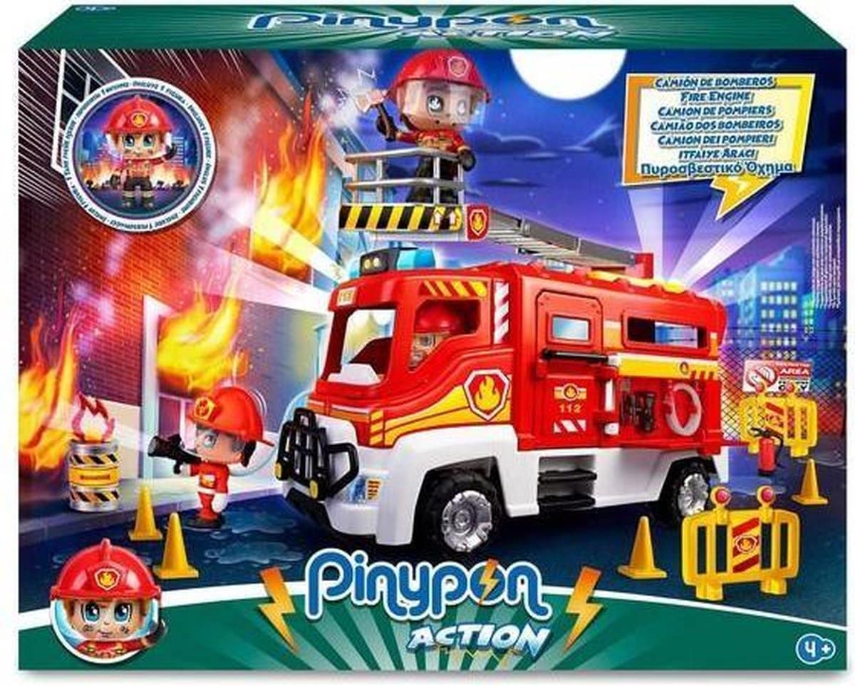 pinypon brandweer wagen met speel figuurtje als brandweerman