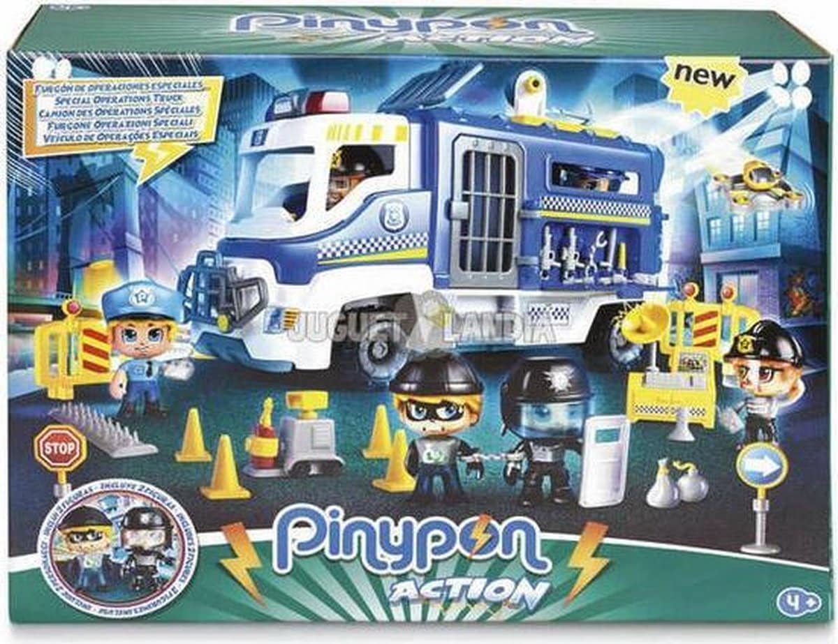 pinypon politie wagen met 2 speel figuren en 25 accessoires