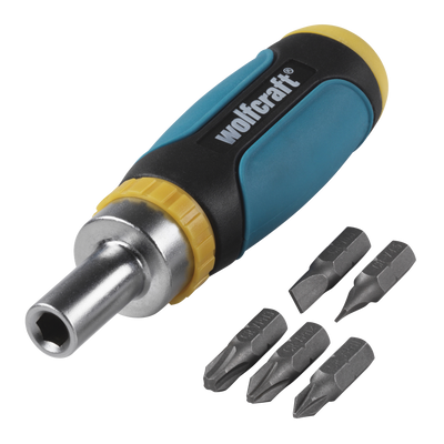 Wolfcraft mini-handschroevendraaier | ratelfunctie | set 6-delig | incl. 5 bits - 1237000