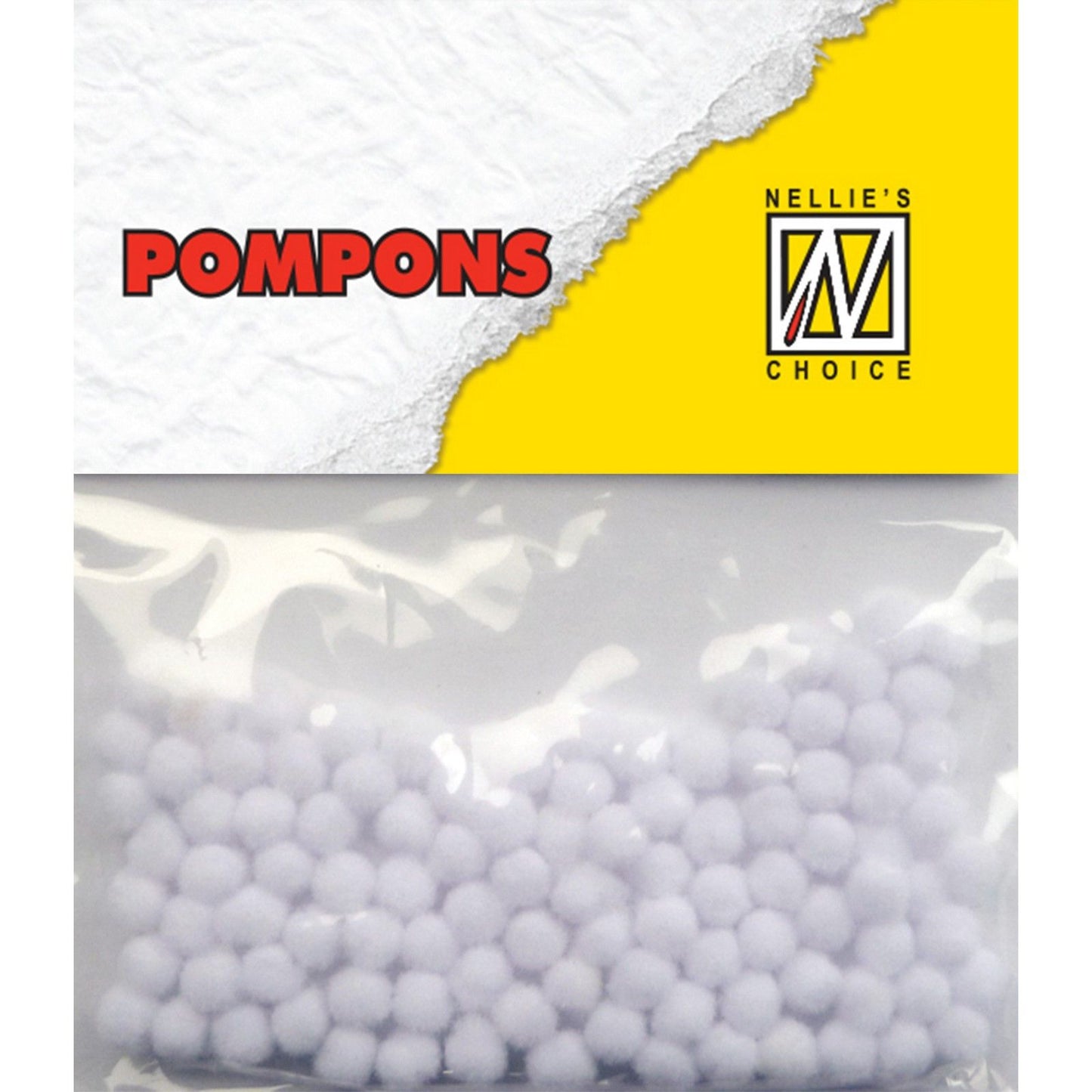 Nellie's choice • pompoms mini 3mm 100stuks pkg md-1923 white