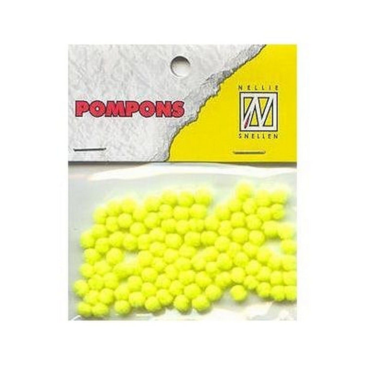 Nellie's choice • pompoms mini 3mm 100stuks pkg col. 27 neon yellow