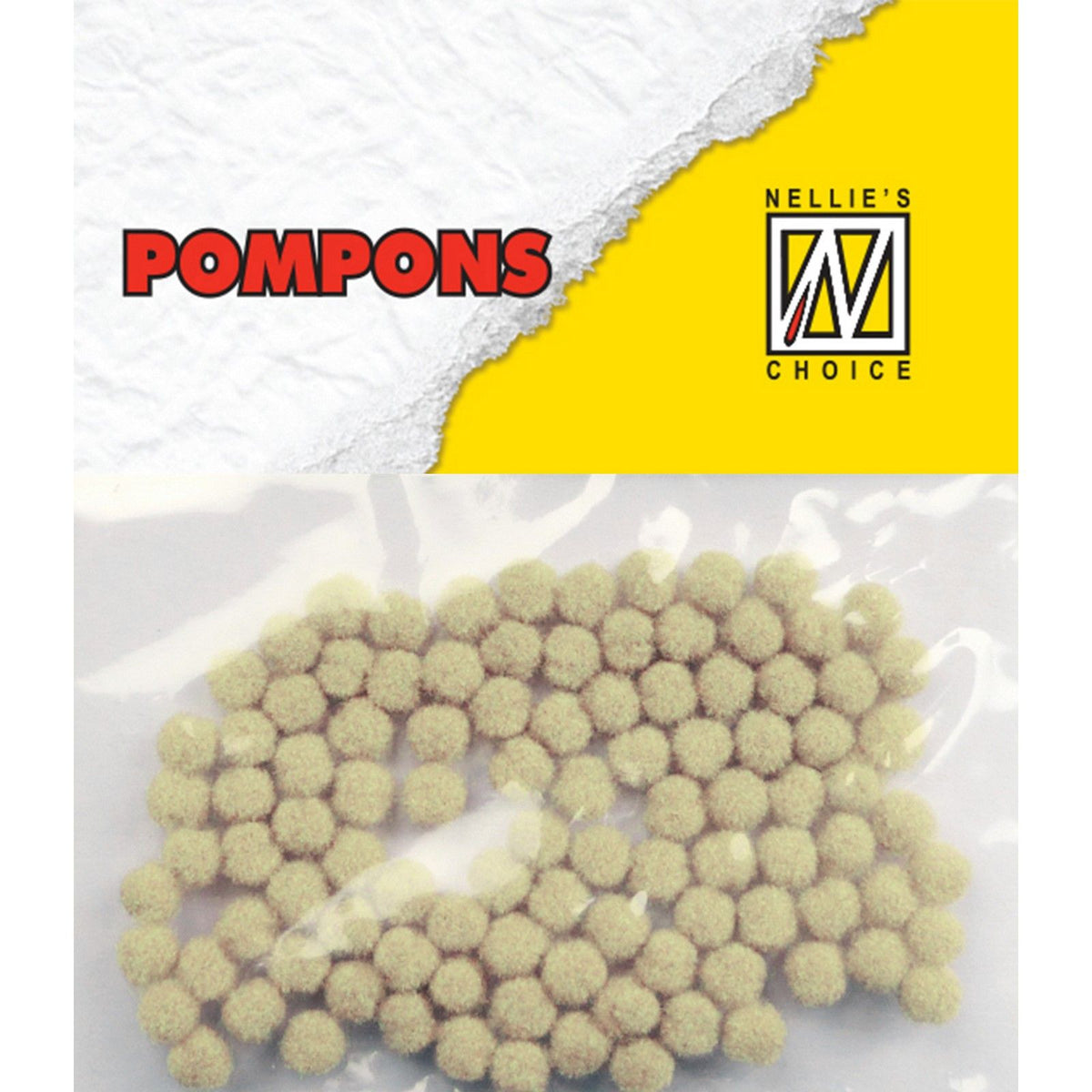 Nellie's choice • pompoms mini 3mm 100stuks pkg col. md-1912 ecru