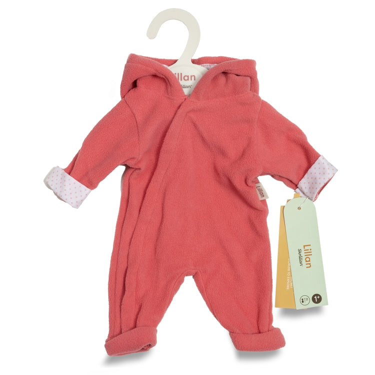 Skrallan poppenkleding onesie koraalroze (36-40cm)