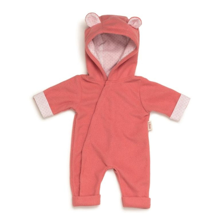 Skrallan poppenkleding onesie koraalroze (36-40cm)