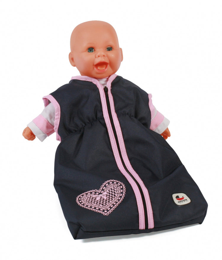 Bayer chic poppenslaapzak (donkerblauw hartje)