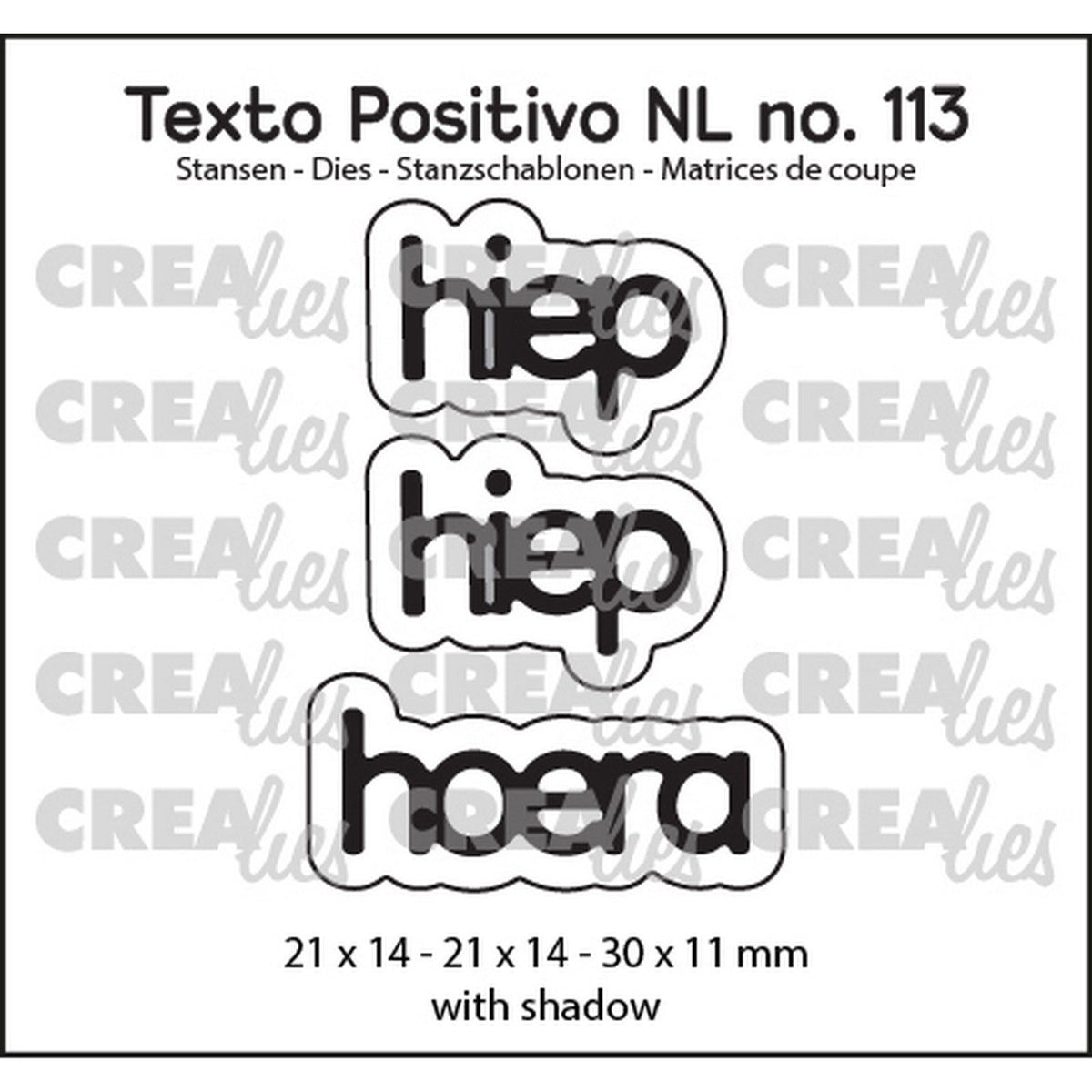 Crealies • texto positivo nl dies hiep hiep hoera