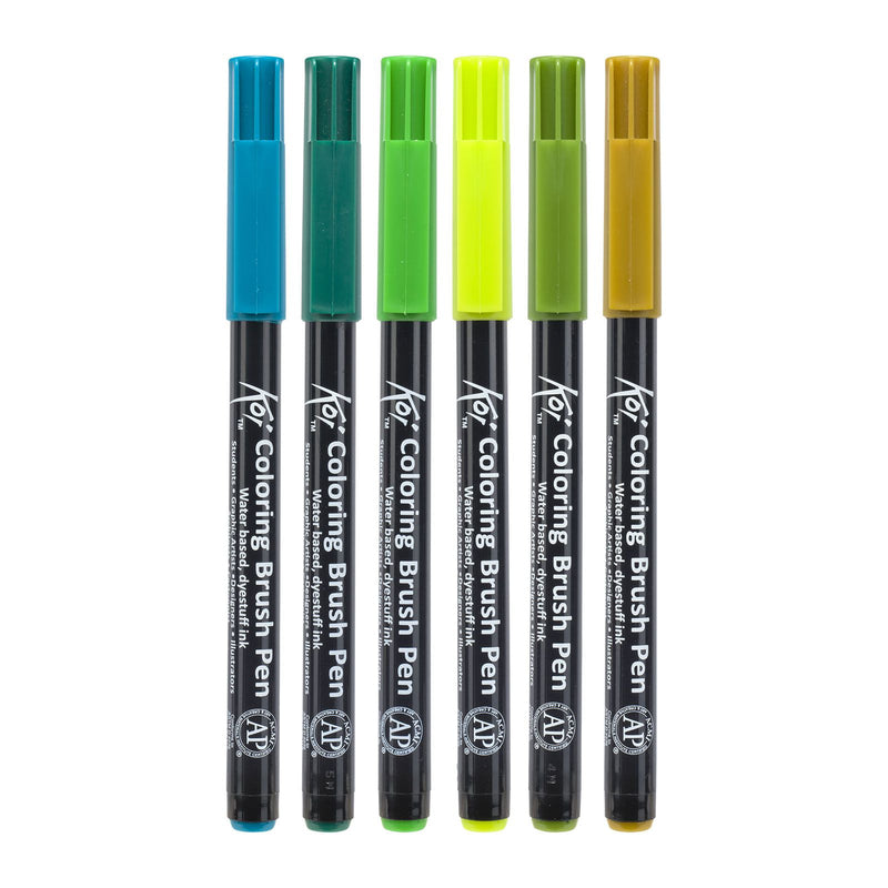 Sakura • koi colouring brush pen set 6 botanical