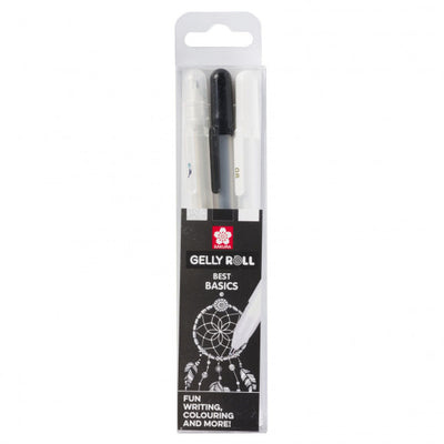 Sakura • gelly roll gelpen zwart, wit transparant 3stuks