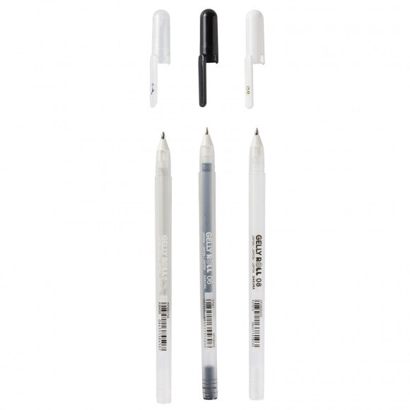 Sakura • gelly roll gelpen zwart, wit transparant 3stuks