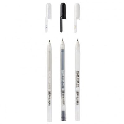 Sakura • gelly roll gelpen zwart, wit transparant 3stuks