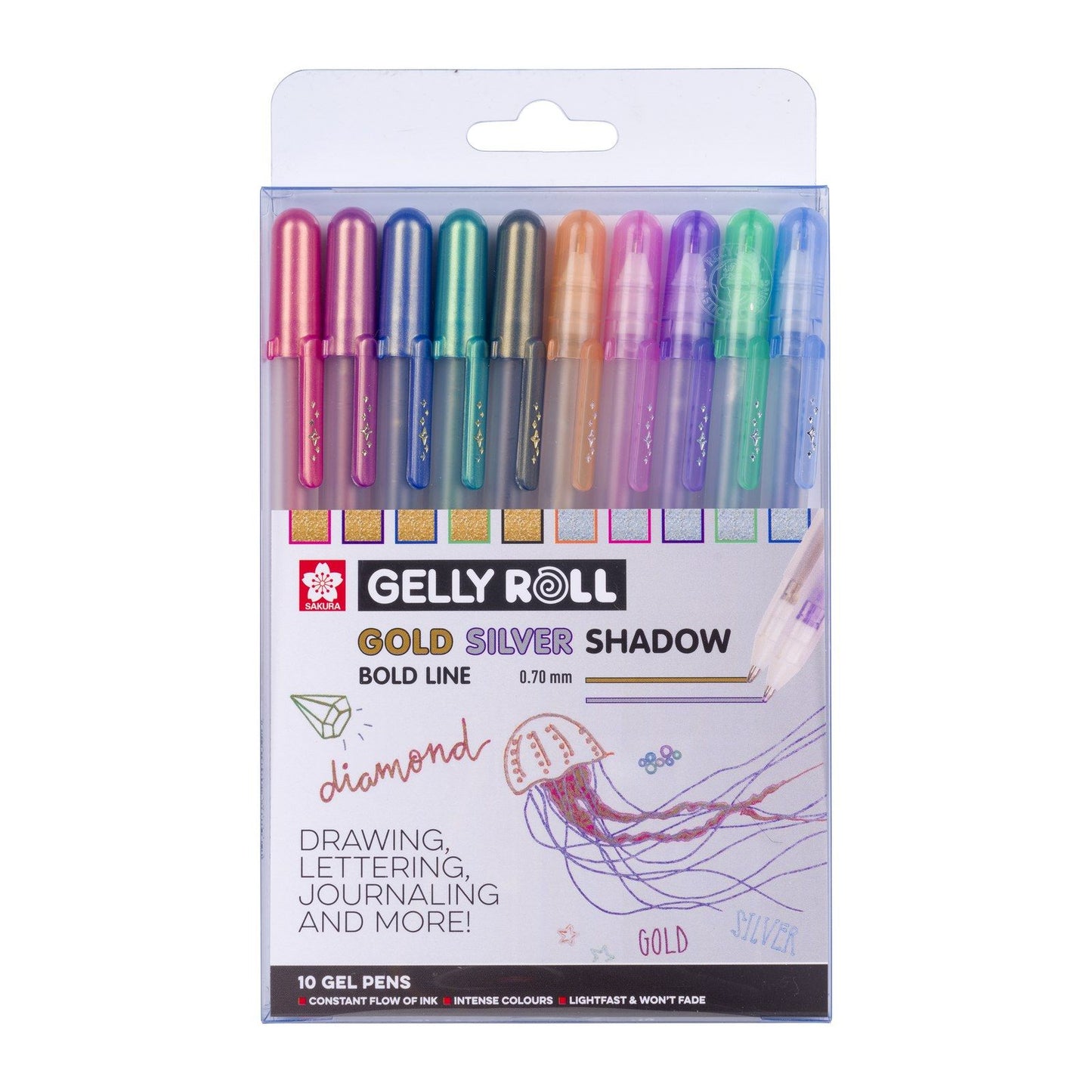Sakura • gelly roll gel pen gold silver shadow set