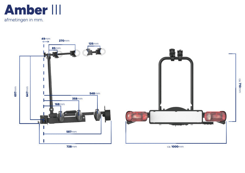 Pro-user amber iii trekhaak fietsendrager 7 13-polig max. 60 kg