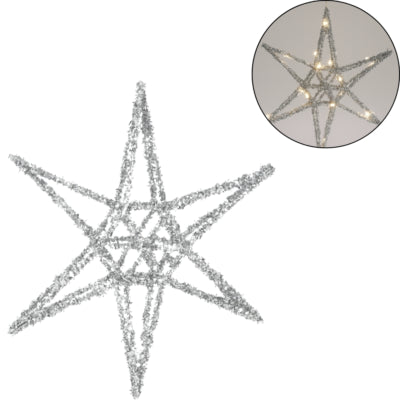 Kerstster led op batterij zilverkleurig 30 cm | 12 stuks