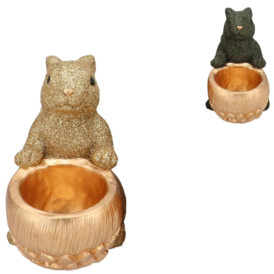 Daan kromhout schaal jingle eekhoorn zittend groen goudkleurig 17 cm 2 assorti | 6 stuks