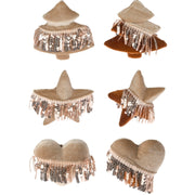 Ngk hanger kerst pailletten velvet bruin 9 cm 6 assorti | 24 stuks - afbeelding 2