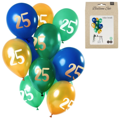 Folat ballonnen golden emerald cijfer 25 jaar 30 cm set van 12 | 24 stuks