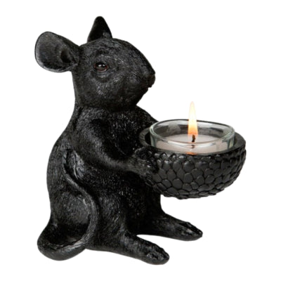 Theelichthouder muis zwart 12,5 cm | 6 stuks