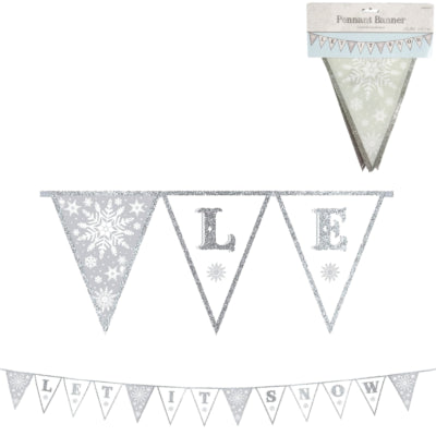 Vlaggenlijn let it snow textiel 3 m | 12 stuks
