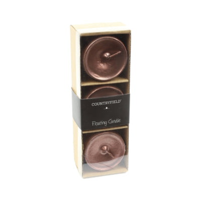 Countryfield drijfkaars bollie metallic koperkleurig 5 cm set van 3 | 24 stuks