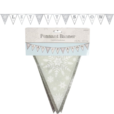 Vlaggenlijn let it snow textiel 3 m | 12 stuks