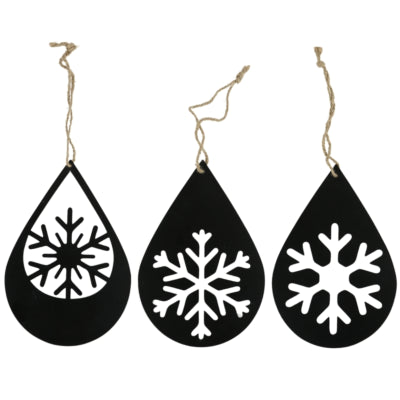 Kersthanger sneeuwvlok metaal zwart 20 cm 3 assorti | 36 stuks