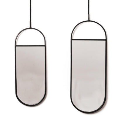 Housevitamin wandspiegel metaal zwart 60 cm set van 2 | 6 stuks