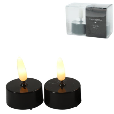 Countryfield led theelicht elegance vlameffect zwart 5 cm set van 2 | 24 stuks