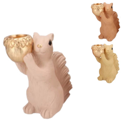 Daan kromhout schaal jingle eekhoorn staand zand roze 16 cm 3 assorti | 6 stuks