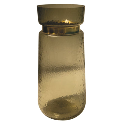 Ptmd vaas quilio shaped glas bruin 30 cm | 2 stuks