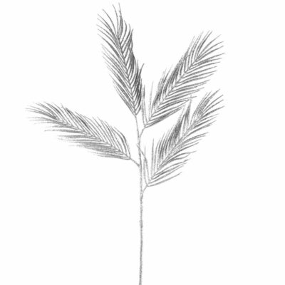 Countryfield kunstblad palma zilverkleurig glitter 111 cm | 6 stuks
