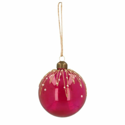 Ngk kerstbal sparkle berry glas roze 8 cm | 24 stuks