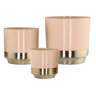 Daan kromhout bloempot madras metaal beige goudkleurig 15 cm set van 3 | 6 stuks