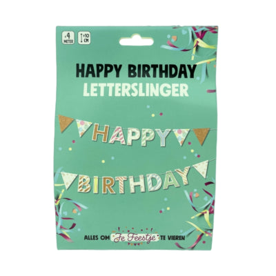 D.p. factory letterslinger happy birthday 4 meter | 12 stuks