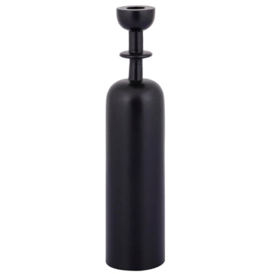 Ptmd kandelaar yanou met ring l aluminium zwart 32 cm | 4 stuks