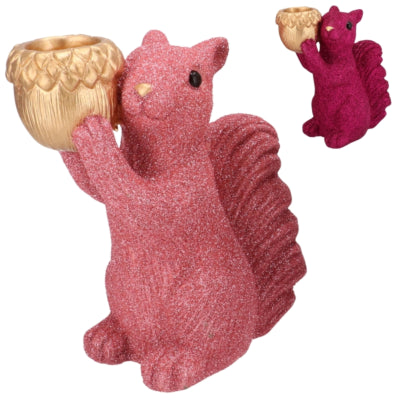 Daan kromhout schaal jingle eekhoorn staand roze 21 cm 2 assorti | 6 stuks