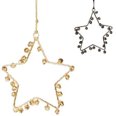 Hanger kerst ster met belletjes 11 cm 2 assorti | 72 stuks