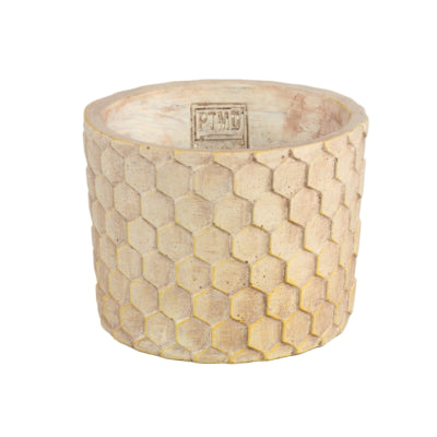 Ptmd bloempot settlers honeycomb crème m 14 cm | 8 stuks