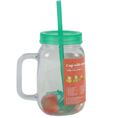Beker met rietje en deksel 4 assorti 550 ml | 21 stuks