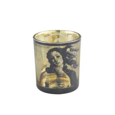 Ptmd theelichthouder rido glas m zwart 10 cm | 6 stuks