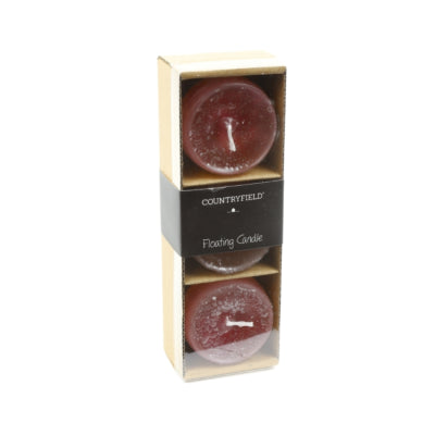 Countryfield drijfkaars bollie aubergine 5 x 3,5 cm set van 3 | 24 stuks