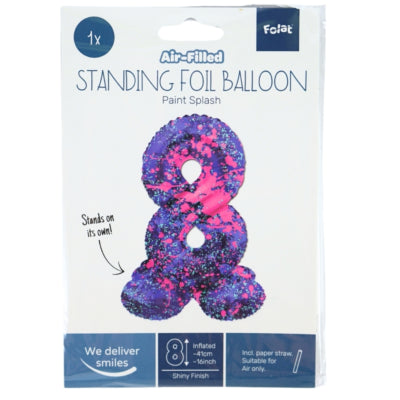Folat folieballon staand 9 paint splash 41 cm | 20 stuks