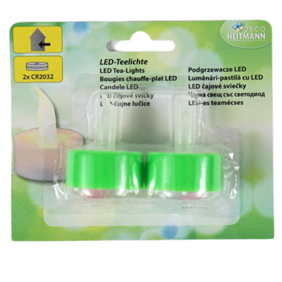 Deco heitmann led theelicht op batterij groen 4,5 cm 2 stuks | 20 stuks
