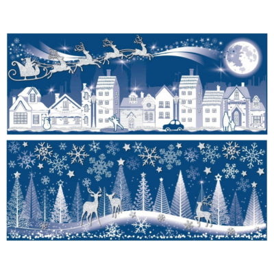 Raamsticker kerstdorp 53 cm 2 assorti | 48 stuks