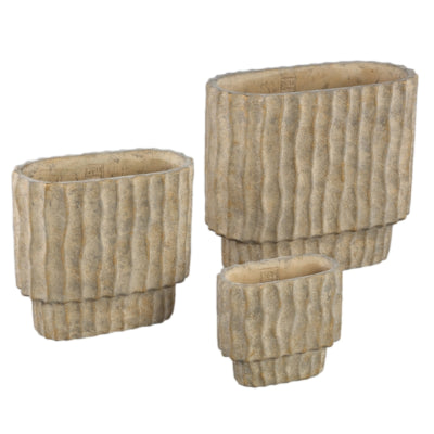 Ptmd bloempot mitty ovaal m bruin 30 cm | 2 stuks