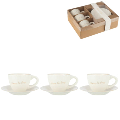 J-line espressokopje met schotel 15 cm set van 6 | 4 stuks