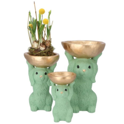 Daan kromhout schaal konijn groen 28 cm | 4 stuks