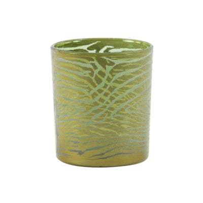 Light living theelichthouder zebra glas groen goudkleurig 10 cm | 12 stuks