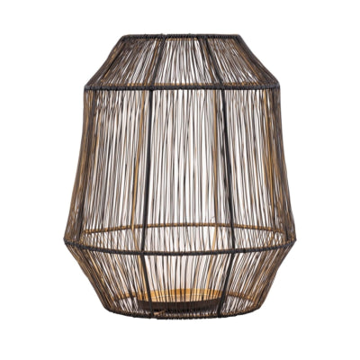 Ptmd windlicht justy m zwart goudkleurig 32 cm | 2 stuks
